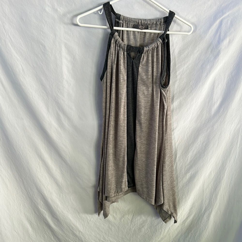 Racer back adjustable sharkbite swing hem dressy tank